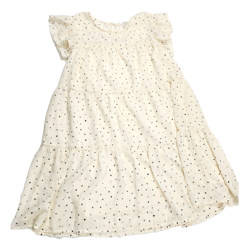 Blu‎ Pepper Cream Black Polka Dots Sz Small Semi Sheer Ruffle Sleeve Cottagecore